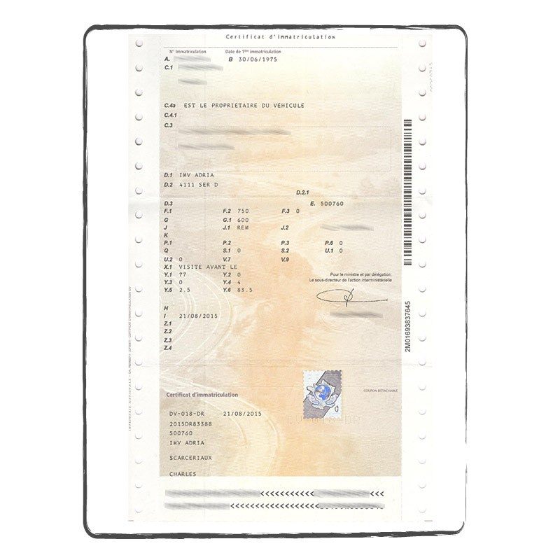 Zulassungsbescheinigung Französisch contrôle technique