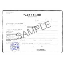 Taufschein DE Taufbescheinigung allemand Allemagne